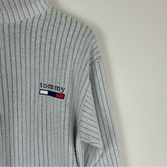 Vintage Y2K Tommy Hilfiger Grey Turtle Neck Ribbed Sweater Size S - Picture 2 of 5